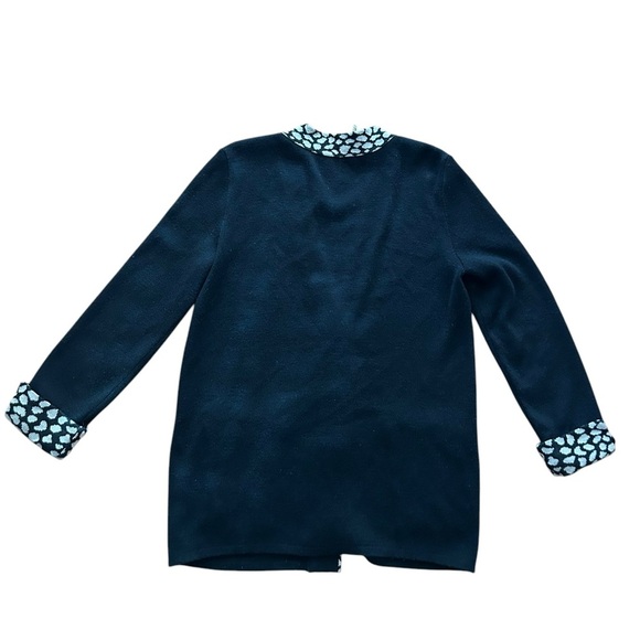 Fabrice Karel Paris Black wool sweater Cardigan with White leopard Medium - Picture 4 of 5